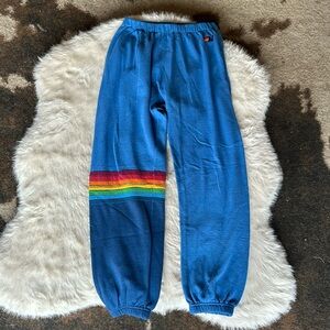 Aviator nation rainbow stripe sweatpants two tone 🌈